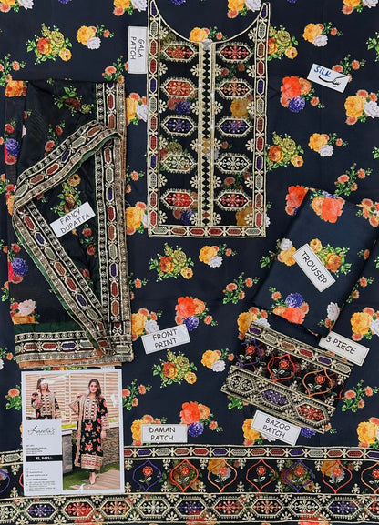 Aneela Shamoz Silk Embroidered 3 Piece | AN106 - Trendy Casual Outfits - Laiba Rauf