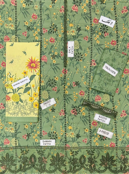 Maria.B. Dhanak Embroidered 3 Piece | MB108 - Trendy Casual Outfits - Laiba Rauf