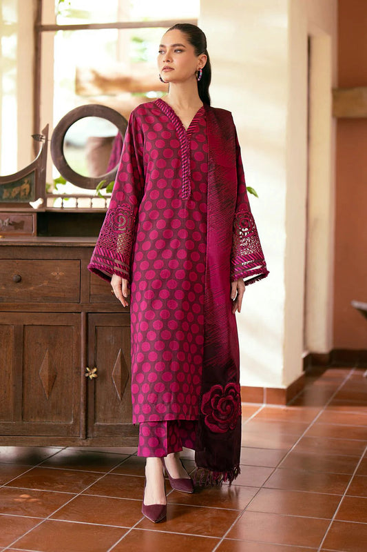 Baroque Dhanak Embroidered 3 Piece | BQ126 - Trendy Casual Outfits - Laiba Rauf