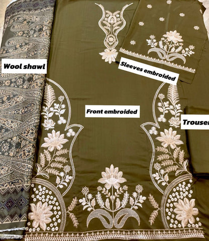 Izel Dhanak Embroidered 3 Piece | IL101 - Trendy Casual Outfits - Laiba Rauf