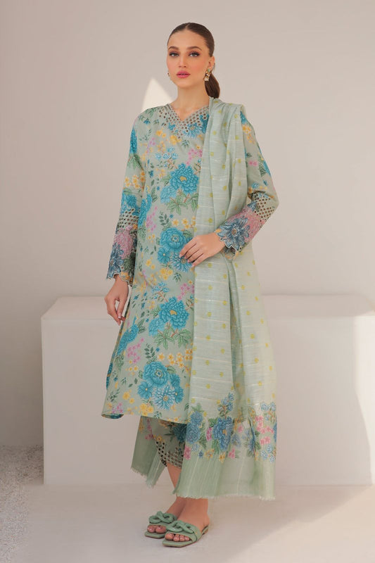 Baroque Khaddar Embroidered 3 Piece | BQ124 - Trendy Casual Outfits - Laiba Rauf