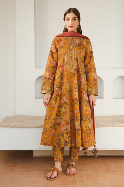 Baroque Khaddar Embroidered 3 Piece | BQ123 - Trendy Casual Outfits - Laiba Rauf