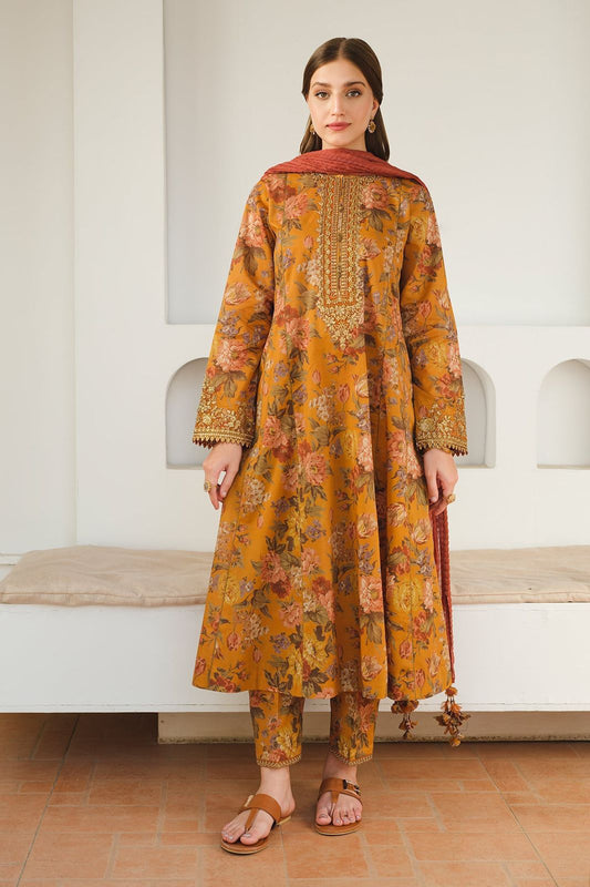 Baroque Khaddar Embroidered 3 Piece | BQ123 - Trendy Casual Outfits - Laiba Rauf