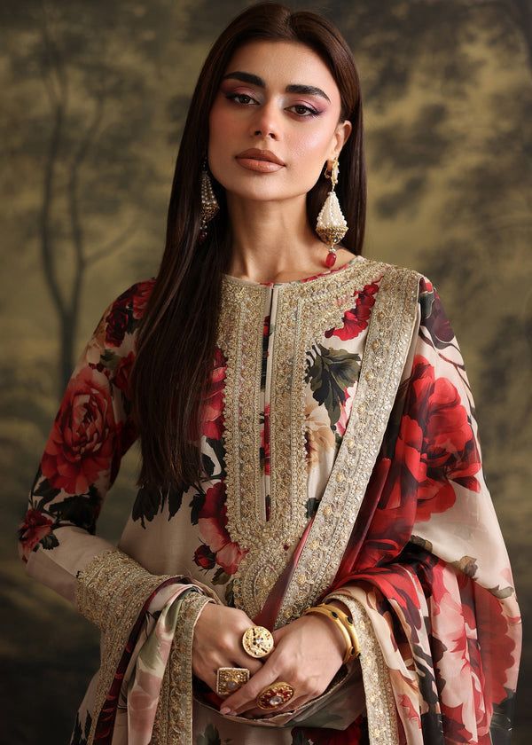 Crimson Silk Embroidered 2 Piece | CN105 - Trendy Casual Outfits - Laiba Rauf