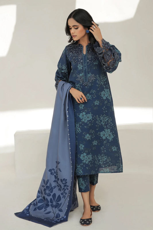 Baroque Dhanak Embroidered 3 Piece | BQ121 - Trendy Casual Outfits - Laiba Rauf