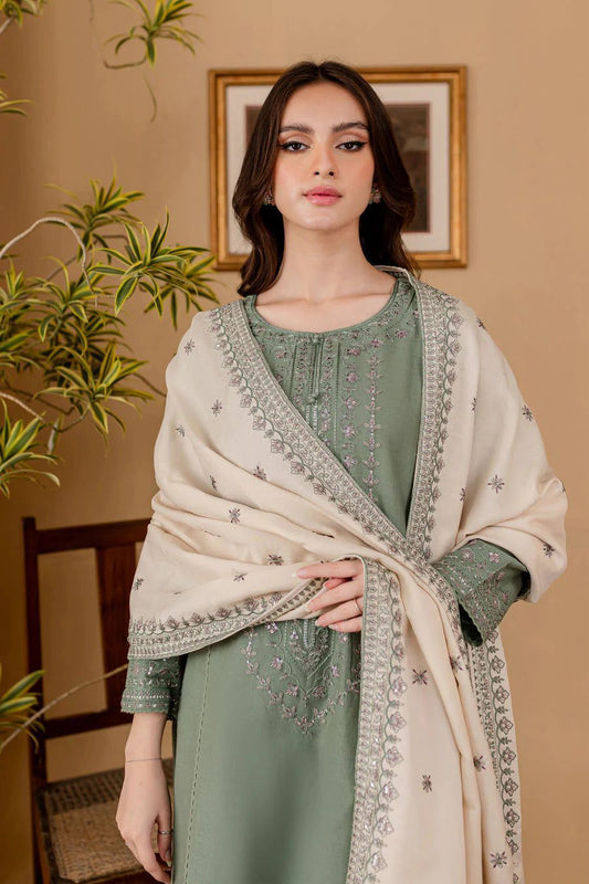 Batik Dhanak Embroidered 3 Piece | BK102 - Trendy Casual Outfits - Laiba Rauf