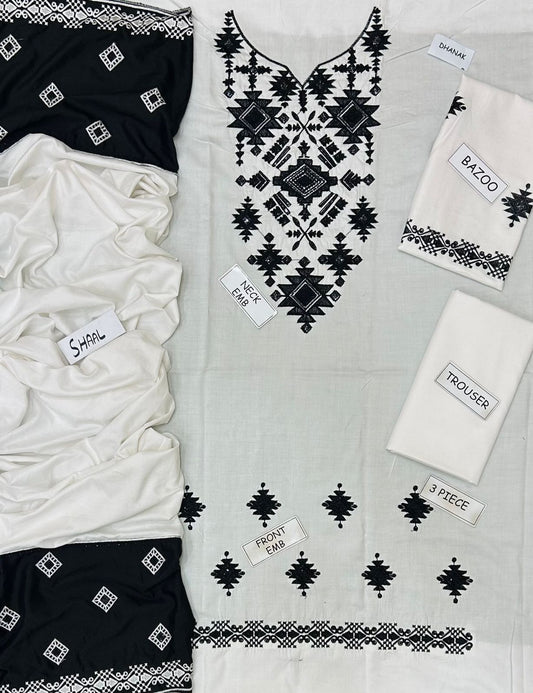 Laam Dhanak Embroidered 3 Piece | LM101 - Trendy Casual Outfits - Laiba Rauf