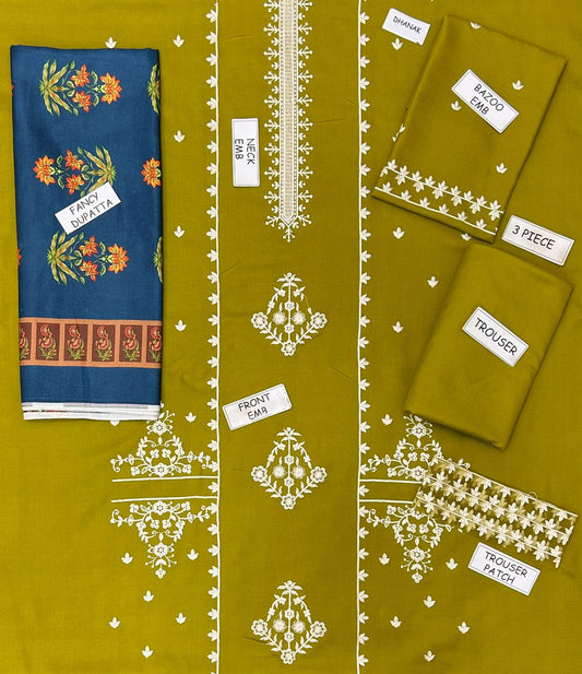 Aisling Dhanak Embroidered 3 Piece | AL109 - Trendy Casual Outfits - Laiba Rauf