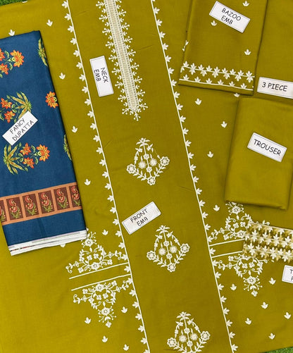 Aisling Dhanak Embroidered 3 Piece | AL109 - Trendy Casual Outfits - Laiba Rauf