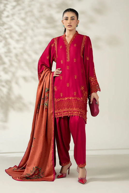 Maria.B Dhanak Embroidered 3 Piece | MB112- Trendy Casual Outfits - Laiba Rauf