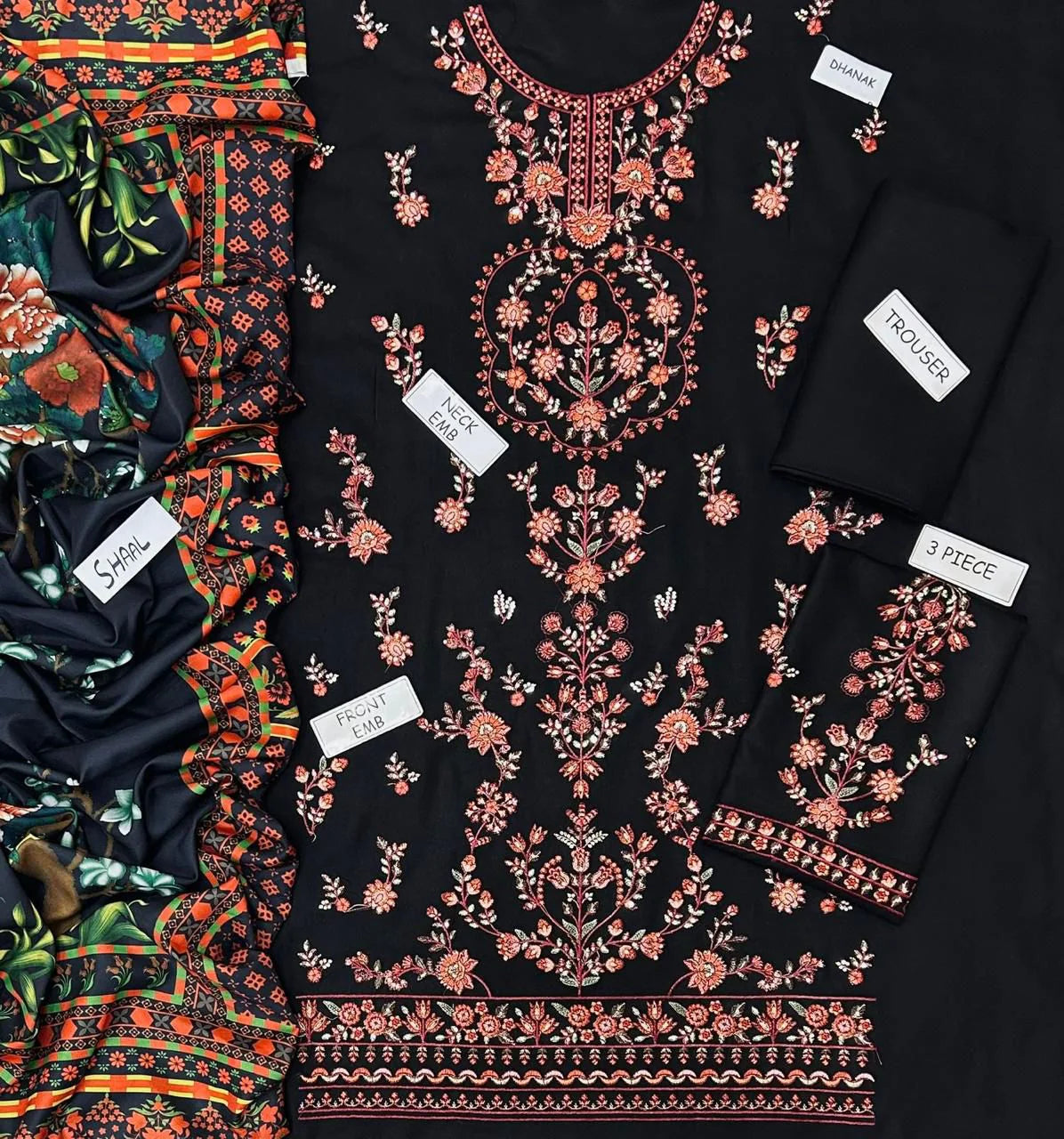 Hussain Rehar Dhanak Embroidered 3 Piece | HR101- Trendy Casual Outfits - Laiba Rauf