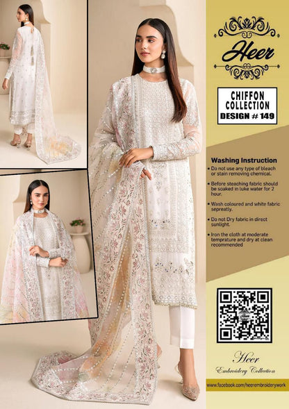 Heer Embroidery Chiffon Collection | HR-149 - Trendy Casual Outfits - Laiba Rauf