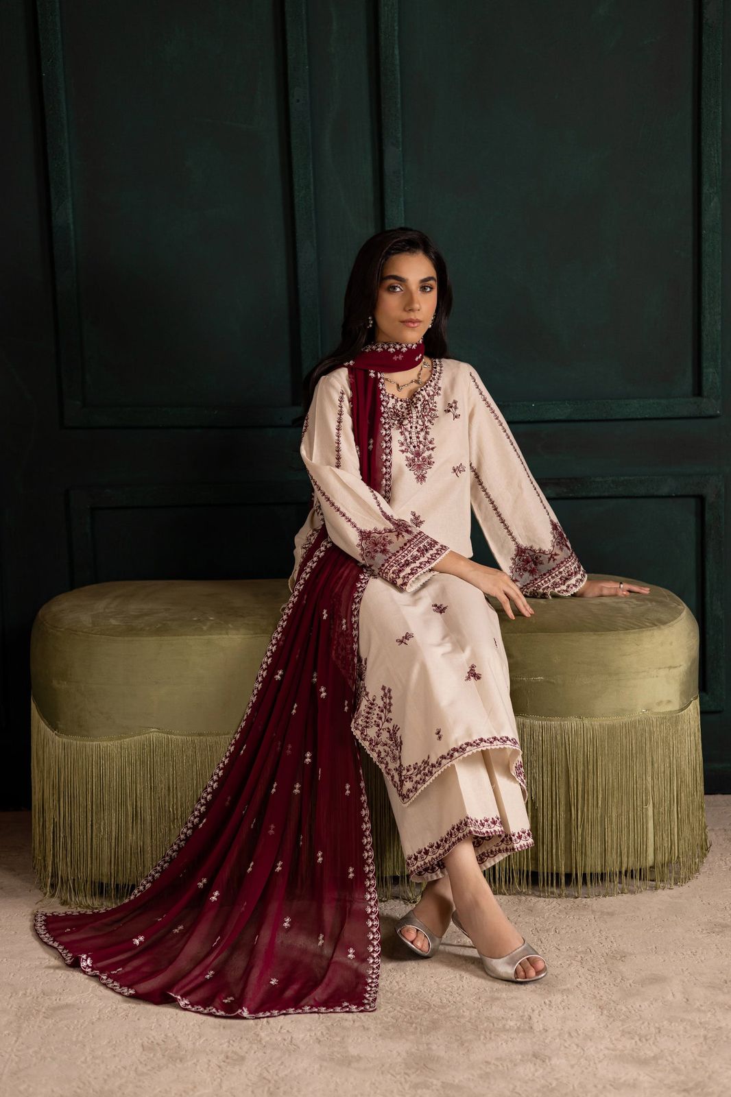 Batik Dhanak Embroidered 3 Piece | BK103- Trendy Casual Outfits - Laiba Rauf