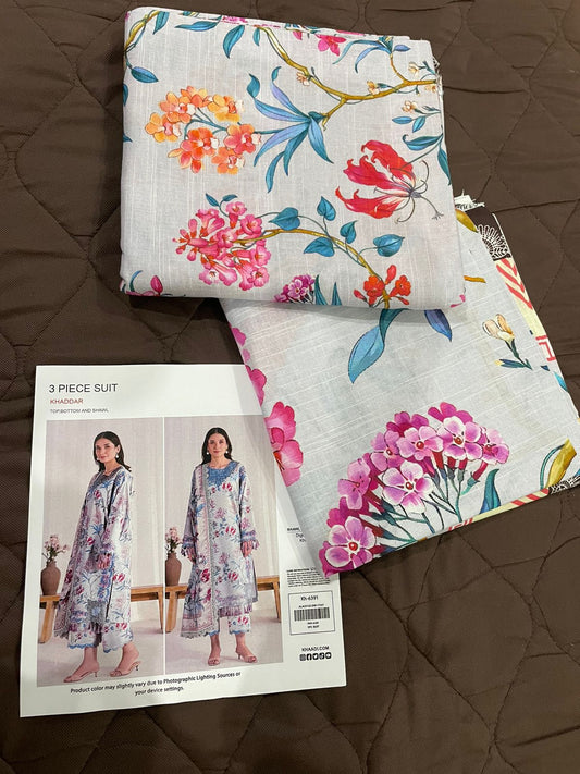KHAADI Khaddar Digital Printed 3 Piece | KD101  - Trendy Casual Outfits - Laiba Rauf