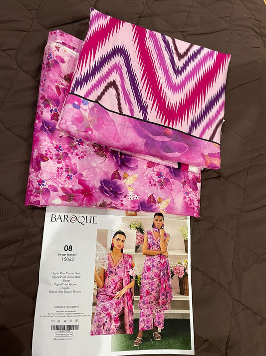 Baroque Viscose Digital Printed 3 Piece | BQ106 - Trendy Casual Outfits - Laiba Rauf