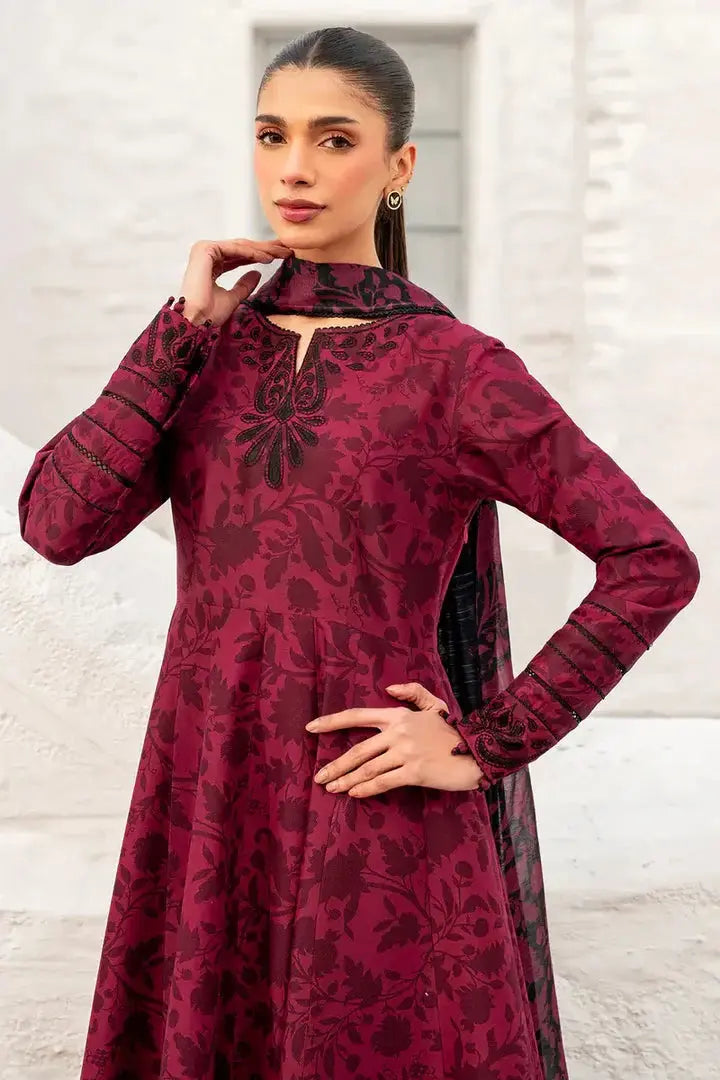 Jazmin Linen 3 Piece Digital Printed Red Black Floral | JZ100 My Store