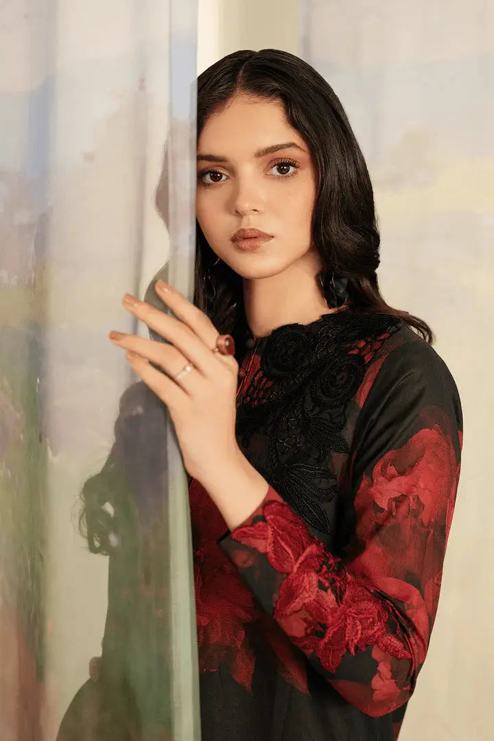 IZNIK Linen 3 Piece Digital Printed Red Floral | IZ103 My Store