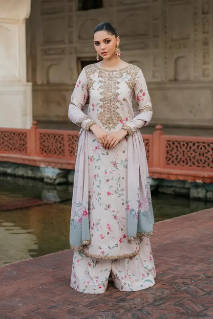 IZNIK Embroidered Linen 3 Piece Digital Printed Pastel Pink | IZ102 My Store