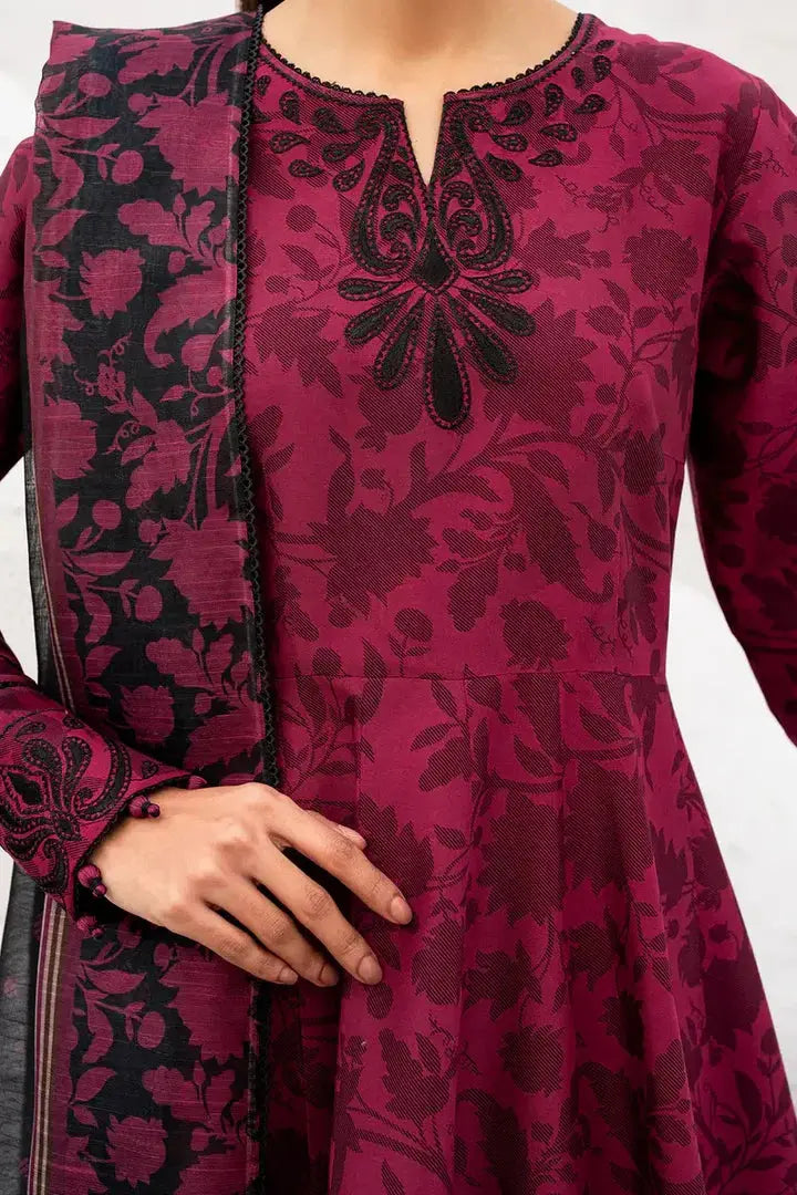Jazmin Linen 3 Piece Digital Printed Red Black Floral | JZ100 My Store
