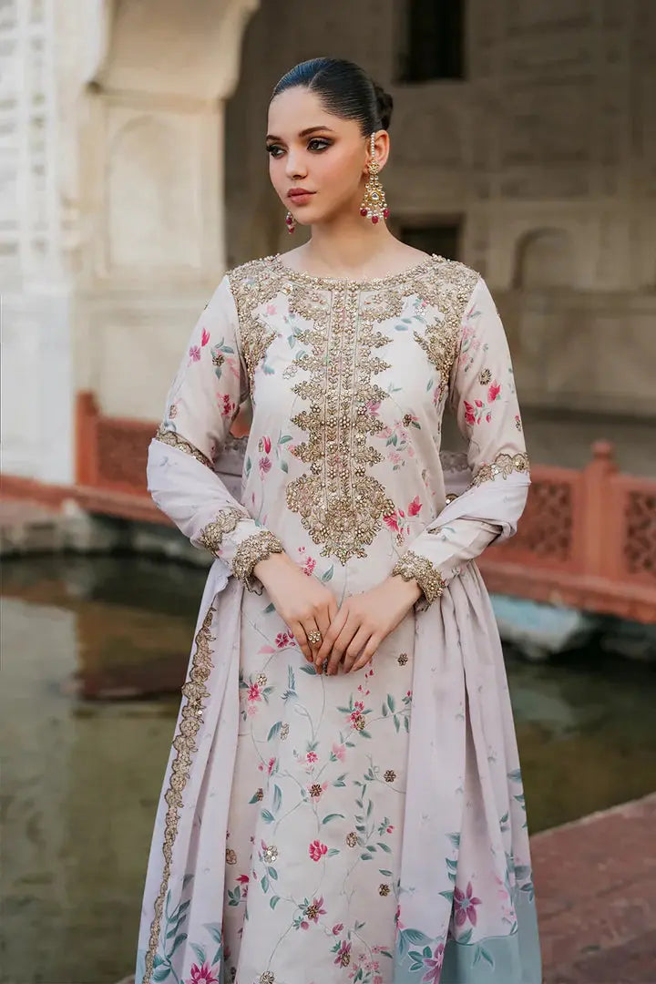 IZNIK Embroidered Linen 3 Piece Digital Printed Pastel Pink | IZ102 My Store