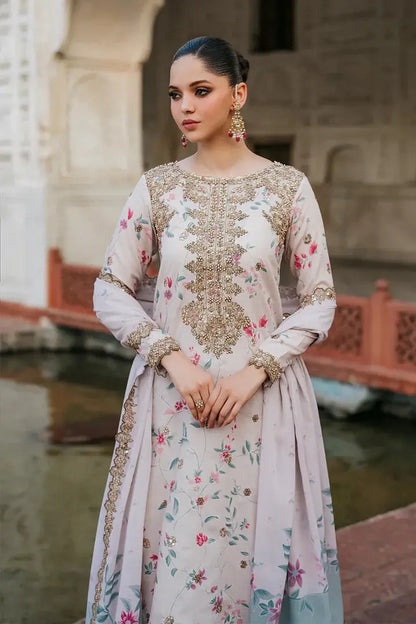 IZNIK Embroidered Linen 3 Piece Digital Printed Pastel Pink | IZ102 My Store