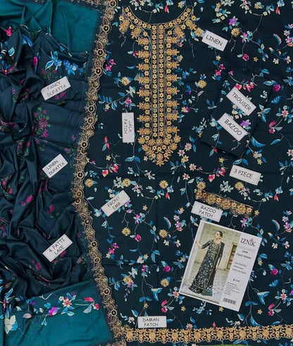 IZNIK Embroidered Linen 3 Piece Digital Printed | IZ100 My Store
