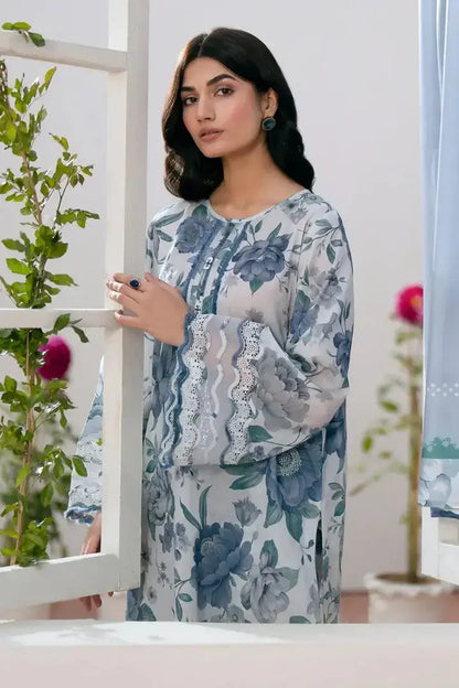 Baroque Linen 3 Piece Digital Printed Blue Floral | BQ104 My Store