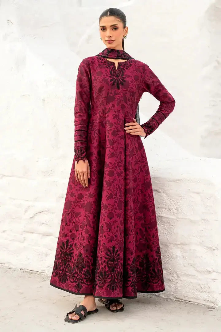 Jazmin Linen 3 Piece Digital Printed Red Black Floral | JZ100 My Store