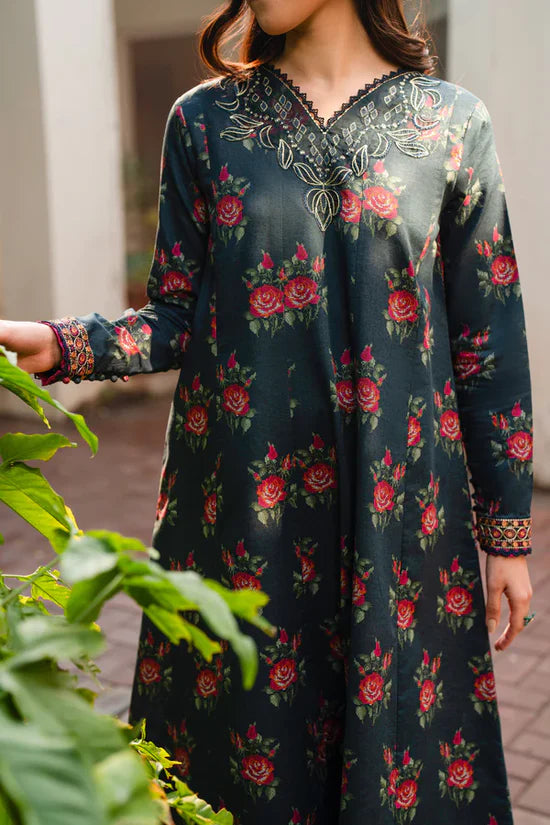 BAROQUE Khaddar 3 Piece Digital Printed Deep Forest Green | BQ100 My Store