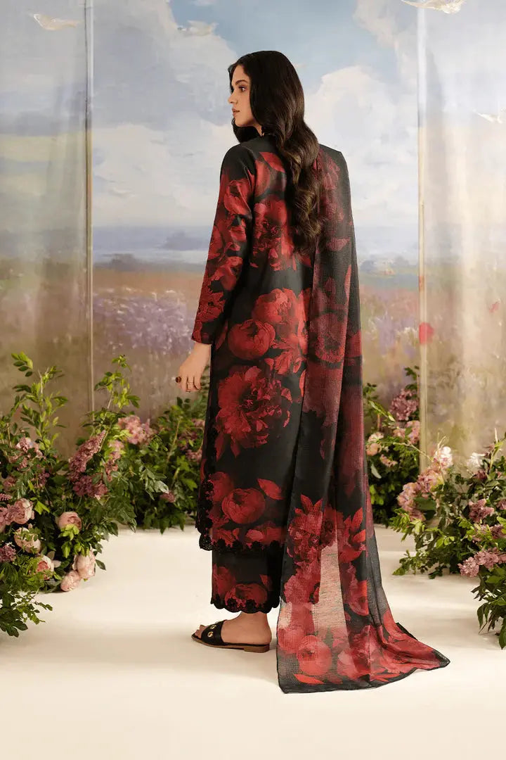 IZNIK Linen 3 Piece Digital Printed Red Floral | IZ103 My Store