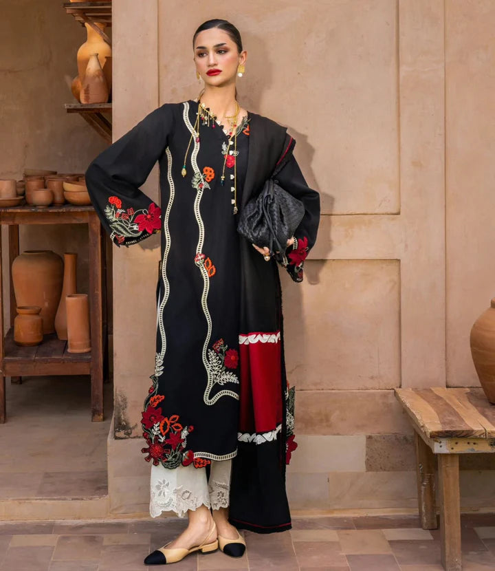 Crimson Dhanak Embroidered 3 Piece | CN106 - Trendy Casual Outfits - Laiba Rauf