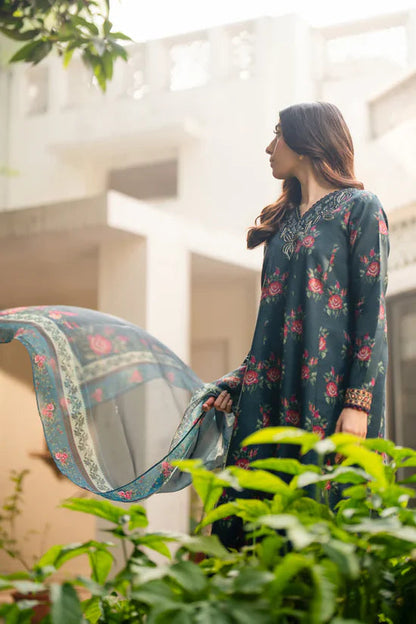 BAROQUE Khaddar 3 Piece Digital Printed Deep Forest Green | BQ100 My Store