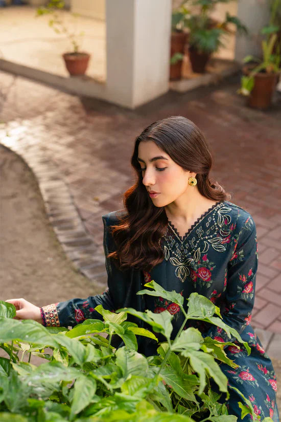 BAROQUE Khaddar 3 Piece Digital Printed Deep Forest Green | BQ100 My Store