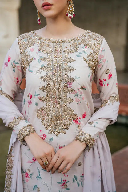IZNIK Embroidered Linen 3 Piece Digital Printed Pastel Pink | IZ102 My Store