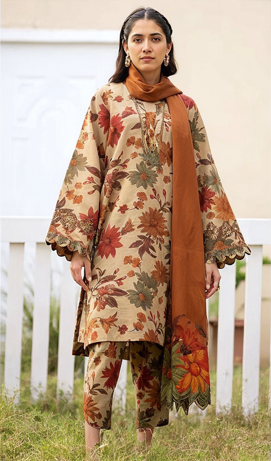 Baroque Khaddar Embroidered 3 Piece | BQ119 - Trendy Casual Outfits - Laiba Rauf