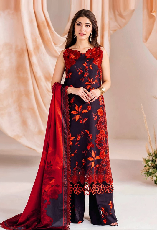Asifa Nabeel Khaddar Embroidered 3 Piece | AF100 - Trendy Casual Outfits - Laiba Rauf