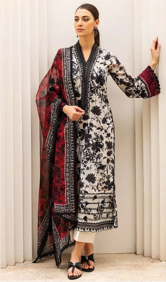 Zainab Chottani Khaddar Embroidered 3 Piece | ZC107 - Trendy Casual Outfits - Laiba Rauf