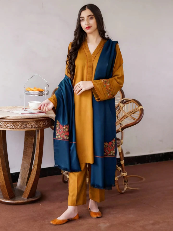 Aisling Dhanak Embroidered 3 Piece | AL151- Trendy Casual Outfits - Laiba Rauf