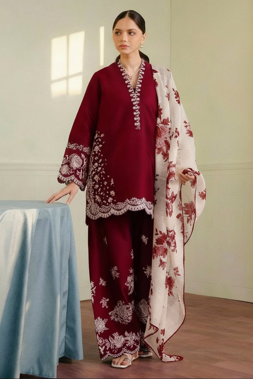 Zara Dhanak Embroidered 3 Piece | ZR100 - Trendy Casual Outfits - Laiba Rauf