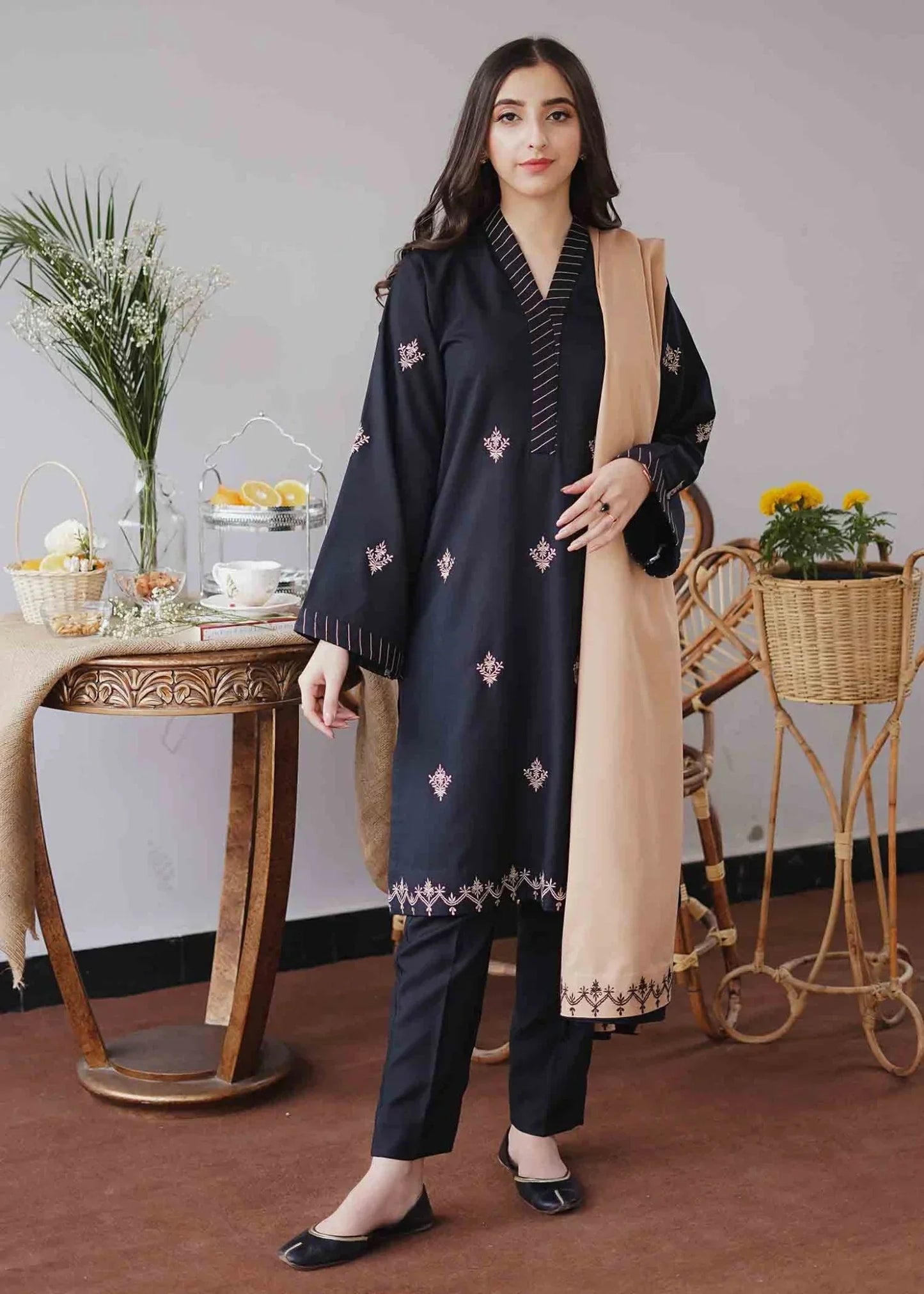 Aisling Dhanak Embroidered 3 Piece | AL102 - Trendy Casual Outfits - Laiba Rauf