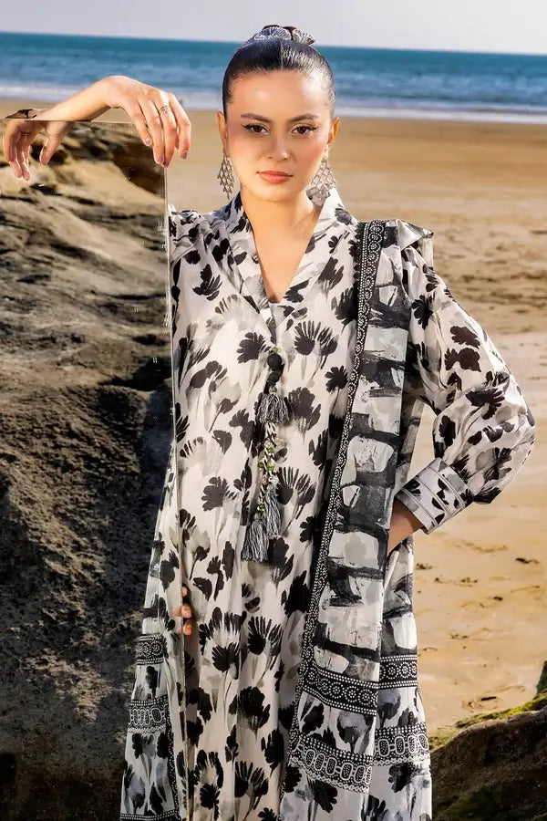 Alkaram Linen Digital Printed 3 Piece | AK100 - Trendy Casual Outfits - Laiba Rauf