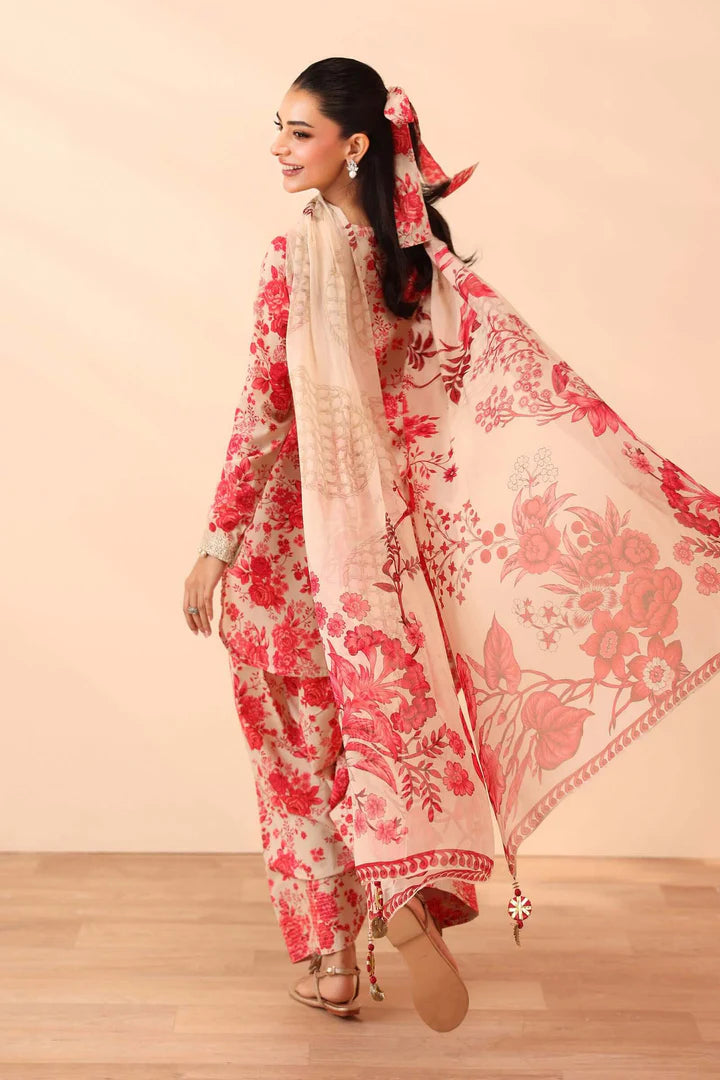 MARIA.B. Linen 3 Piece Digital Printed Pink Floral | MB101 My Store