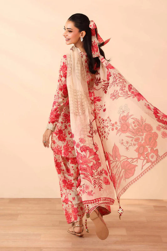 MARIA.B. Linen 3 Piece Digital Printed Pink Floral | MB101 My Store