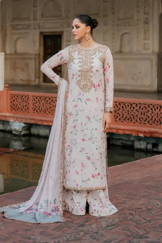 IZNIK Embroidered Linen 3 Piece Digital Printed Pastel Pink | IZ102 My Store