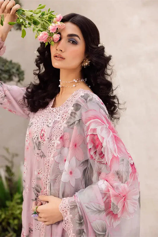 IZNIK Linen 3 Piece Digital Printed Pink | IZ106 My Store