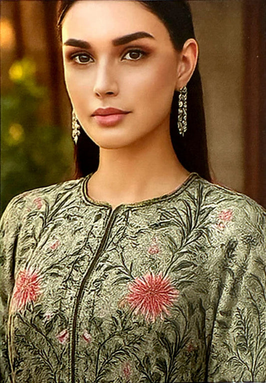 MARIA.B. Linen 3 Piece Digital Printed Olive Green | No Patches | MB104 Laiba Rauf
