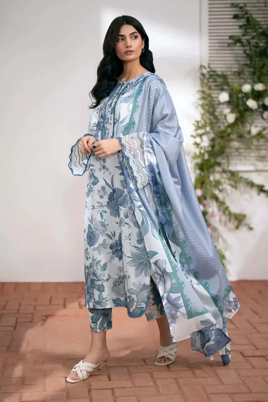 Baroque Linen 3 Piece Digital Printed Blue Floral | BQ104 My Store