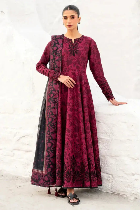 Jazmin Linen 3 Piece Digital Printed Red Black Floral | JZ100 My Store