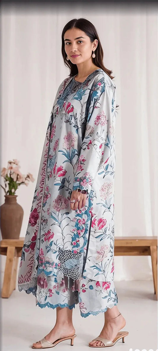 KHAADI Khaddar 3 Piece Digital Printed Leafy Pattern | KD101 My Store