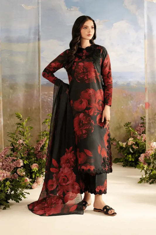 IZNIK Linen 3 Piece Digital Printed Red Floral | IZ103 My Store